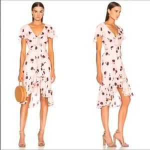 NWT Cinq a Sept Mateo 100% Silk Floral Pink Dress